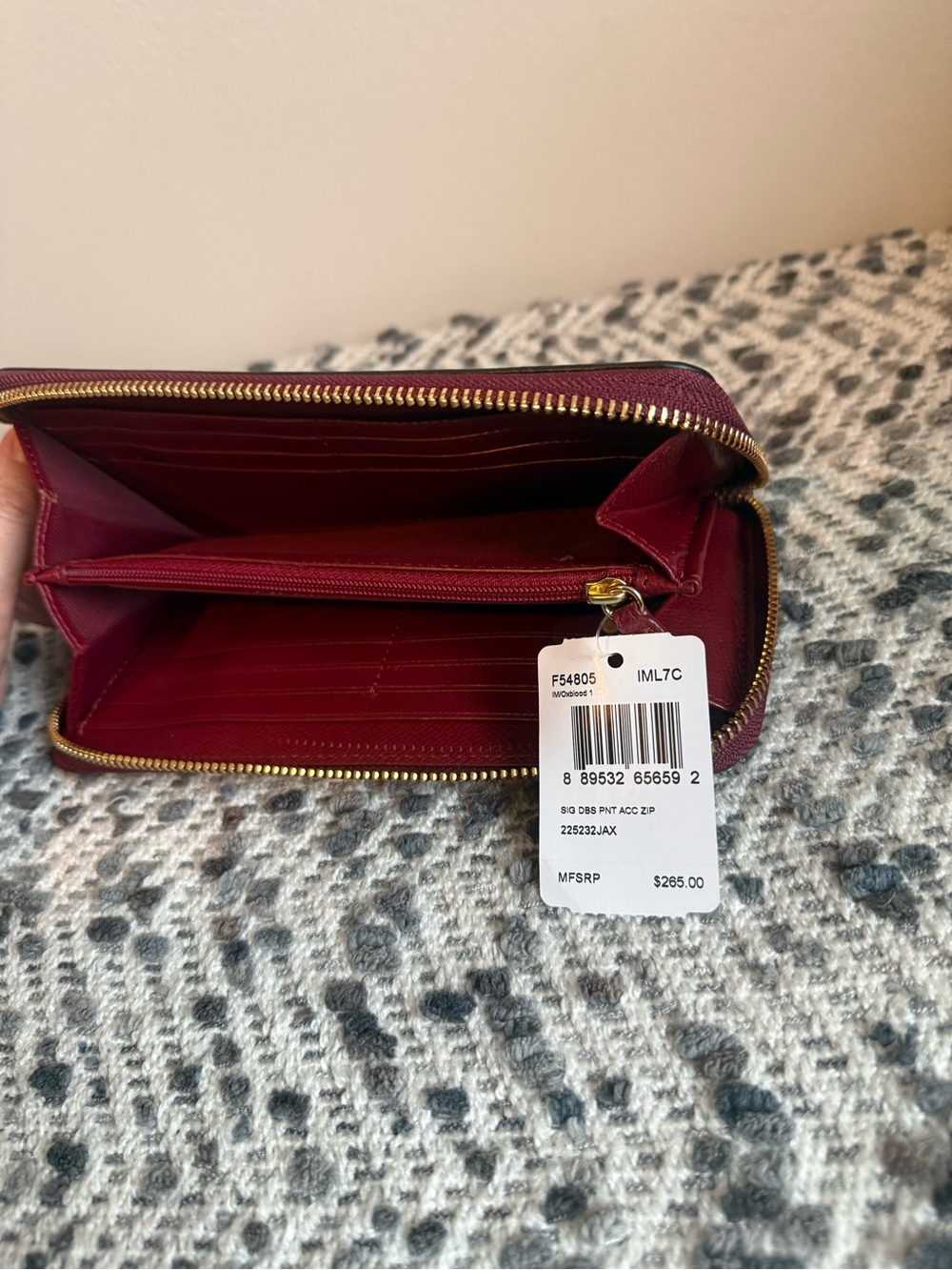 Coach Embossed Zip Wallet in Deep Wine - Picture 4 of 5